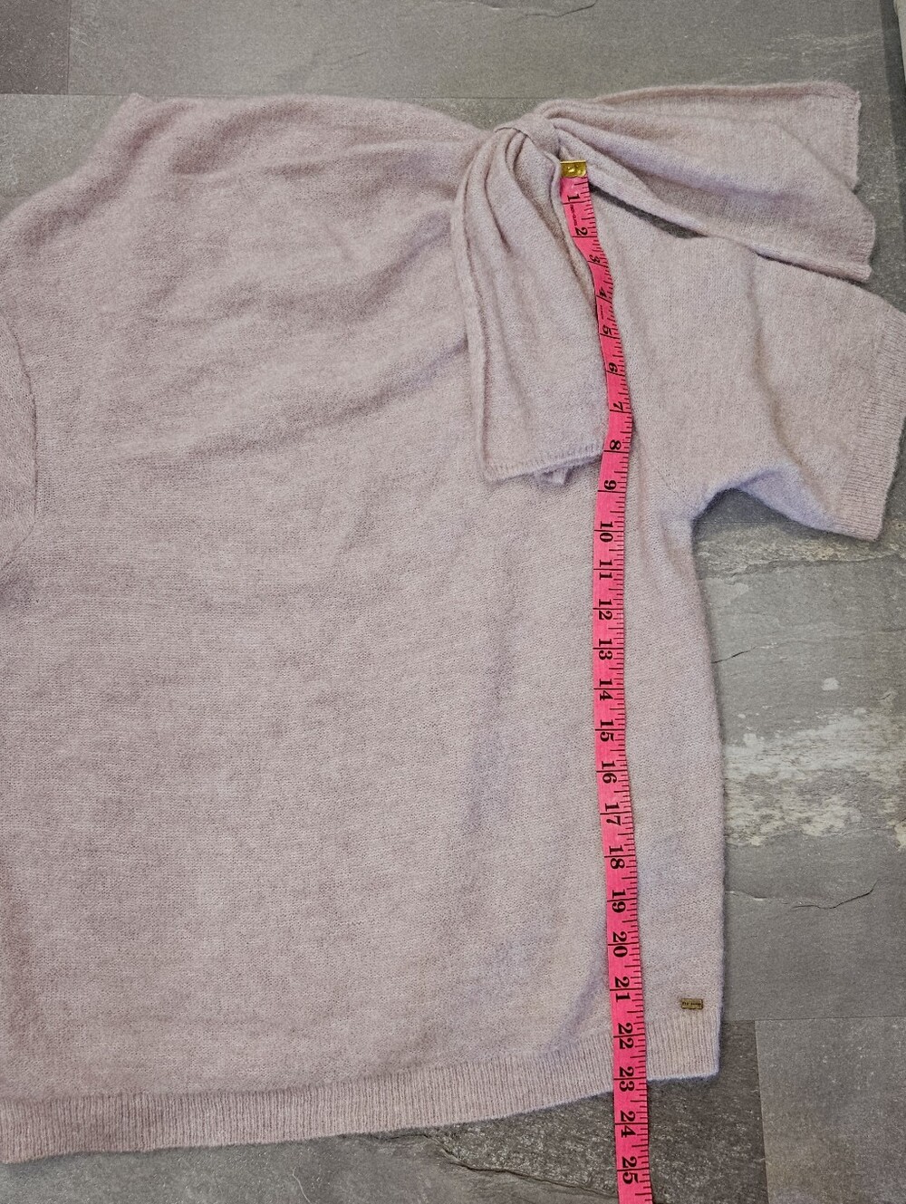 Ted Baker London "Teebow" Short Sleeve Top. Wool. Mohair. Light Pink. Bow. 6 US. - Picture 9 of 10